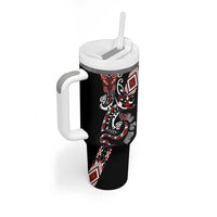Aotearoa Toitu Te Tiriti-Honour the Treaty Tumbler With Handle Maori Taniwha Haka with Taniko and Tukutuku