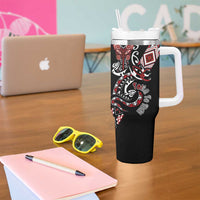 Aotearoa Toitu Te Tiriti-Honour the Treaty Tumbler With Handle Maori Taniwha Haka with Taniko and Tukutuku