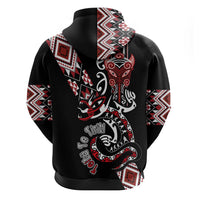 Aotearoa Toitu Te Tiriti-Honour the Treaty Zip Hoodie Maori Taniwha Haka with Taniko and Tukutuku