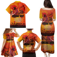 Australia and New Zealand ANZAC Day Family Matching Puletasi and Hawaiian Shirt Soldiers Memories - Red Poppies with Aboriginal and Maori Art LT03 - Polynesian Pride