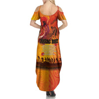 Australia and New Zealand ANZAC Day Family Matching Summer Maxi Dress and Hawaiian Shirt Soldiers Memories - Red Poppies with Aboriginal and Maori Art