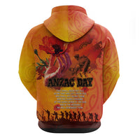 Australia and New Zealand ANZAC Day Hoodie Soldiers Memories - Red Poppies with Aboriginal and Maori Art