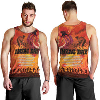 Australia and New Zealand ANZAC Day Men Tank Top Soldiers Memories - Red Poppies with Aboriginal and Maori Art