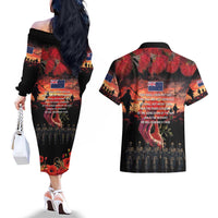 New Zealand ANZAC Day Couples Matching Off The Shoulder Long Sleeve Dress and Hawaiian Shirt Forever in My Thoughts LT03 - Polynesian Pride