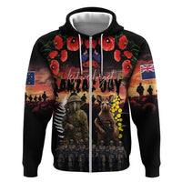Australia and New Zealand ANZAC Day Hoodie Kangaroo and Kiwi Bird Soldier - Forever in My Thoughts