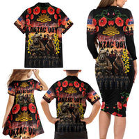 Australia ANZAC Day Family Matching Long Sleeve Bodycon Dress and Hawaiian Shirt Kangaroo and Koala Soldier - Forever in My Thoughts