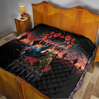 New Zealand ANZAC Day Quilt Tui Bird and Kiwi Bird Soldier - Forever in My Thoughts