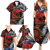 Australia and New Zealand ANZAC Day Family Matching Summer Maxi Dress and Hawaiian Shirt Aboriginal and Maori Art Pattern - Gallipoli Lest We Forget LT03 - Polynesian Pride