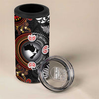 Australia and New Zealand Together 4 in 1 Can Cooler Tumbler Aboriginal and Maori Art Tattoo