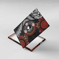 Australia and New Zealand Together Canvas Wall Art Aboriginal and Maori Art Tattoo LT03 With Frame Black - Polynesian Pride
