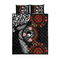 Australia and New Zealand Together Quilt Bed Set Aboriginal and Maori Art Tattoo