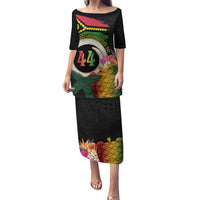 Vanuatu Selebretem 44th Indipendens Dei Puletasi Sand Drawing Turtle Melanesian Vibes LT03 Long Dress Black - Polynesian Pride