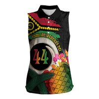 Vanuatu Selebretem 44th Indipendens Dei Women Sleeveless Polo Shirt Sand Drawing Turtle Melanesian Vibes