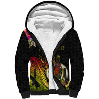 Vanuatu Ni-Van Sherpa Hoodie Coat of Arms Sand Drawing LT03 Unisex Black - Polynesian Pride