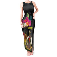 Vanuatu Ni-Van Tank Maxi Dress Coat of Arms Sand Drawing LT03 Women Black - Polynesian Pride