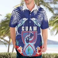 Guam Liberation Day Hawaiian Shirt The Tribal Latte Stone and Dolphins with Hibiscus Chamorro Culture