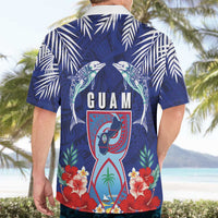 Guam Liberation Day Hawaiian Shirt The Tribal Latte Stone and Dolphins with Hibiscus Chamorro Culture