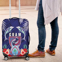 Guam Liberation Day Luggage Cover The Tribal Latte Stone and Dolphins with Hibiscus Chamorro Culture