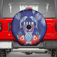 Guam Liberation Day Spare Tire Cover The Tribal Latte Stone and Dolphins with Hibiscus Chamorro Culture