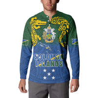 Solomon Islands Button Sweatshirt The Guardians-Tribal Crocodile and Shark Melanesian Tattoo LT03 - Polynesian Pride