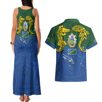 Solomon Islands Couples Matching Tank Maxi Dress and Hawaiian Shirt The Guardians-Tribal Crocodile and Shark Melanesian Tattoo LT03 - Polynesian Pride