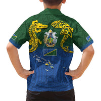 Solomon Islands Kid Hawaiian Shirt The Guardians-Tribal Crocodile and Shark Melanesian Tattoo