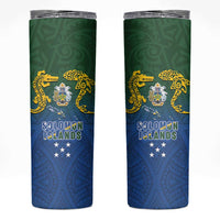 Solomon Islands Skinny Tumbler The Guardians-Tribal Crocodile and Shark Melanesian Tattoo