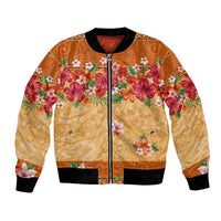 Hawaii Hibiscus Bomber Jacket Turtles and Tribal Motifs Vintage Floral Style