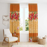 Hawaii Hibiscus Window Curtain Turtles and Tribal Motifs Vintage Floral Style