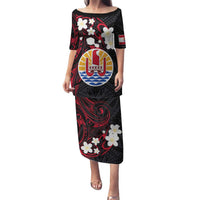 French Polynesia Tiare Day Family Matching Puletasi and Hawaiian Shirt Seal and Polynesian Pattern