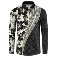 Bula Hibiscus Festival Button Sweatshirt Tapa Pattern Half Style