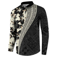 Bula Hibiscus Festival Button Sweatshirt Tapa Pattern Half Style