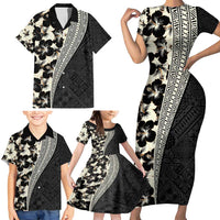 Bula Hibiscus Festival Family Matching Short Sleeve Bodycon Dress and Hawaiian Shirt Tapa Pattern Half Style