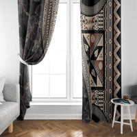Bula Hibiscus Festival Window Curtain Fijian Masi Pattern Half Style