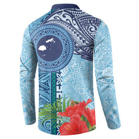 Fiji Day Button Sweatshirt Tapa Pattern and Hibiscus Flower