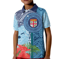 Fiji Day Kid Polo Shirt Tapa Pattern and Hibiscus Flower