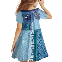 Fiji Day Kid Short Sleeve Dress Tapa Pattern and Hibiscus Flower