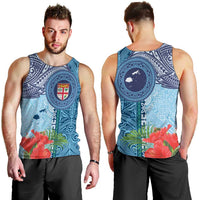 Fiji Day Men Tank Top Tapa Pattern and Hibiscus Flower