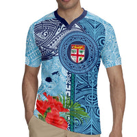 Fiji Day Rugby Jersey Tapa Pattern and Hibiscus Flower