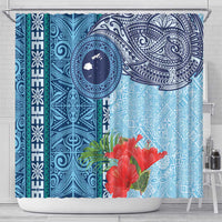 Fiji Day Shower Curtain Tapa Pattern and Hibiscus Flower
