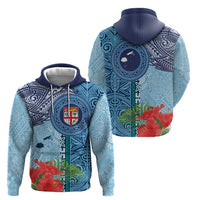 Fiji Day Zip Hoodie Tapa Pattern and Hibiscus Flower