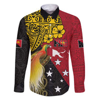 Papua New Guinea Independence Day Family Matching Mermaid Dress and Hawaiian Shirt Bird-of-Paradise with Map and Polynesian Pattern