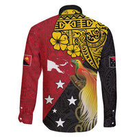 Papua New Guinea Independence Day Family Matching Mermaid Dress and Hawaiian Shirt Bird-of-Paradise with Map and Polynesian Pattern