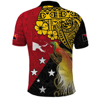 Papua New Guinea Independence Day Polo Shirt Bird-of-Paradise with Map and Polynesian Pattern