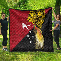 Papua New Guinea Independence Day Quilt Bird-of-Paradise with Map and Polynesian Pattern