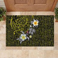 Hawaiian Turtle and Plumeria Rubber Doormat Polynesian Tattoo and Tribal Elements Pattern Yellow Color LT03 Yellow - Polynesian Pride