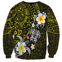 Hawaiian Turtle and Plumeria Sweatshirt Polynesian Tattoo and Tribal Elements Pattern Yellow Color LT03 - Polynesian Pride