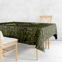 Hawaiian Turtle and Plumeria Tablecloth Polynesian Tattoo and Tribal Elements Pattern Yellow Color
