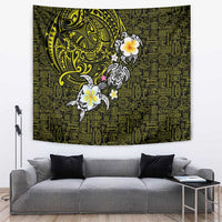 Hawaiian Turtle and Plumeria Tapestry Polynesian Tattoo and Tribal Elements Pattern Yellow Color LT03 Yellow - Polynesian Pride