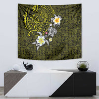 Hawaiian Turtle and Plumeria Tapestry Polynesian Tattoo and Tribal Elements Pattern Yellow Color LT03 - Polynesian Pride